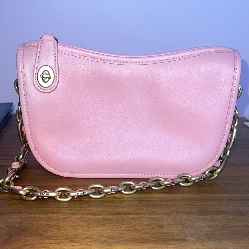 Coach Pink  Leather Chain Shoulder Bag